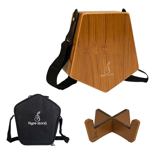Image of Hype String Mini Travel (Double-Sided) Cajon || Made of Solid Teak Wood With Cover Bag, Strap and Stand