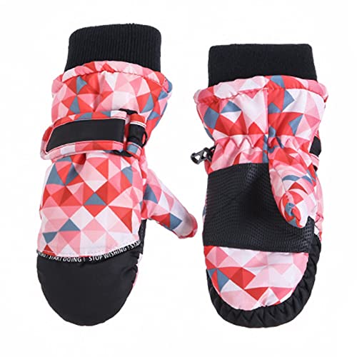 Adrosstoller 3-5Y Kids Ski Gloves Winter Warm Cycling Gloves Hiking Gloves Fleece Lining Snowboarding Mittens Gloves For Kids