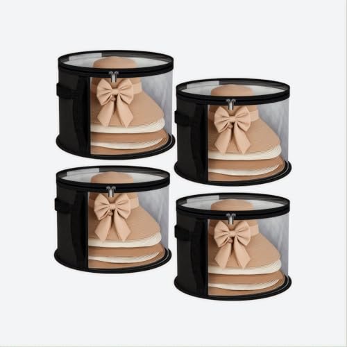 ANLIOTO 4 Pcs Oversized Clear Hat Storage Box, Cowboy Hat Organizer Bag for Closet, Foldable Case with Carrying Handles for Women Men
