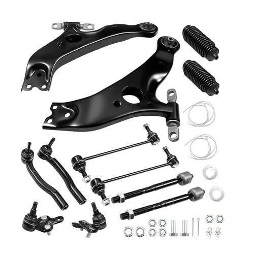 BDFHYK 10pc Front Lower Control Arm with Ball Joint for Toyota Sienna 2004-2010, OE MS86170 MS86169 K80249 ES80626 ES80627 EV80893, Suspension Steering Tie Rod Sway Bar Link Kit w/Boots Bellows by BDFHYK - Used condition - US$113.04