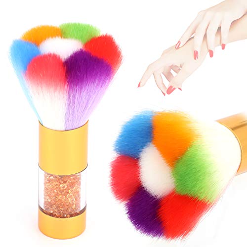 Mwoot Nail Art Dust Brush, Colorful Nail Brush Remover Cleaner For Acrylic UV Gel Nail Powder Rhinestones Makeup Foundation Brush (Gold)