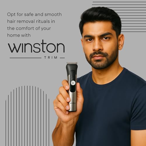 Image of Winston Groom Pro 5 in 1 Grooming Set for Men with 14 Length Attachment Comb, Digital Display, Pedestal, Fast Charging Face, Ear, Nose, Beard, Body Hair Trimmer for Men
