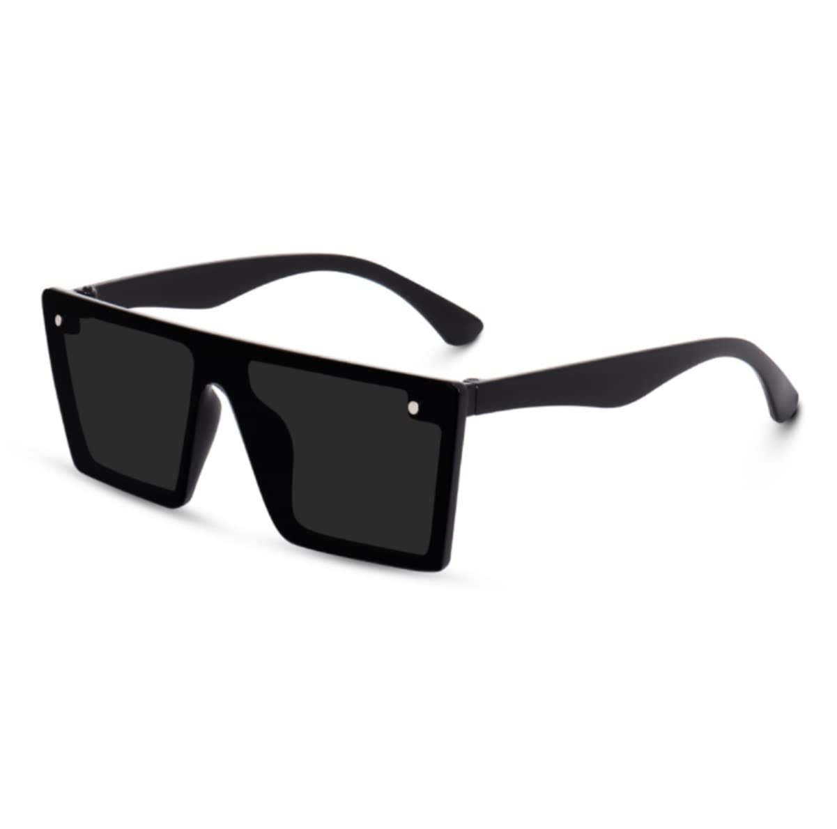 iflash Stylish Uv400 Protected Square Polarization Sunglasses For Women Men Flat Top Shield Sunglasses One Piece Frameless Shades (Black)-picture-30