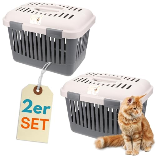 2er Set Katzentransportbox Oben Öffnen Open Top Stressfrei Dachöffnung Hundetransportbox Hunde Katzen Kleintier Transport Box Transportbox