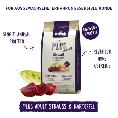 bosch HPC PLUS Adult Strauß & Kartoffel | Hundetrockenfutter für ausgewachsene Hunde aller Rassen | Single Protein | grain-free | 1 x 12.5 kg