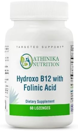 Hydroxo B12 with Folinic Acid, 1,000 mcg Vitamin B12 and 800 mcg DFE Folate Supplement, Supports Methylation and Homocysteine Levels, Energy Support, Vegan & Vegetarian (60 lozenges)*
