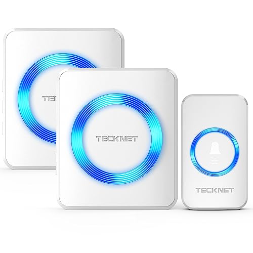 Campanelli Wireless Impermeabile, TeckNet Campanello Senza Fili Portatile Wireless Doorbell, 55 Suonerie, Indicatori LED, 400M Operativo a grande Distanza, 5 Volumi Selezionabili, Italia Spina