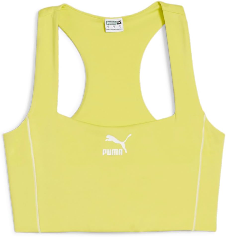 PUMA Womens T7 Cropped Logo Scoop Neck Tank Casual - Yellow