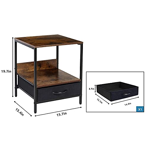 Lyncohome Nightstand With Fabric Drawer Bedside Furniture & End Table Dresser For Bedroom Living Room Sofa Couch, Hall, Easy Assembly #TOP2