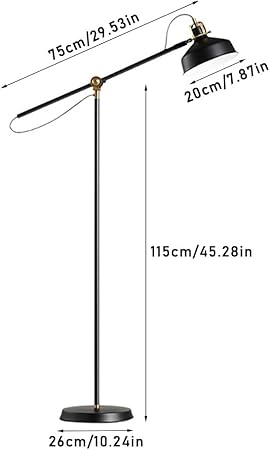 PETRLOY Height Adjustable Floor Lamp Black Classic Standing Light American Simple Vertical Lamp Rustproof Iron Table Lamp Modern Indoor Pole Light for Bedroom, Living Room, Study Room Offices Room photo 2