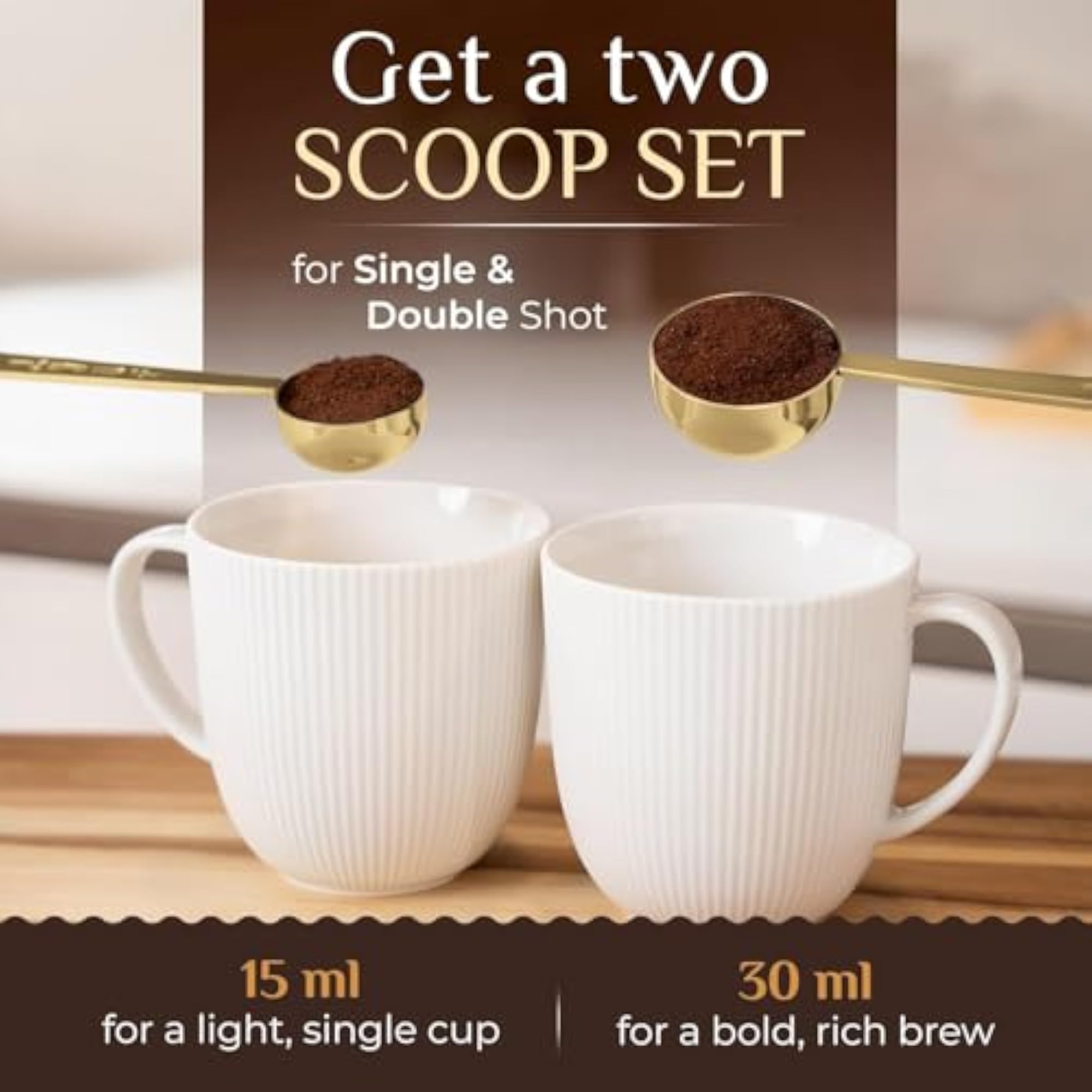 Kitchen Spoon Set, 2Pcs Coffee Bean Measuring Spoons
