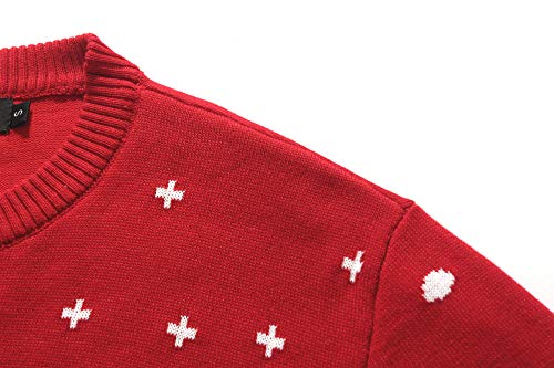 Sslr-Ugly-Christmas-Sweater-For-Mens-Funny Sweater Holiday Reindeer Knitted Pullover Crew Neck (Medium, Red (935-1)) #TOP3