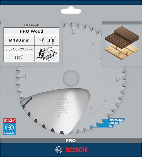 Bosch 1x PRO Wood Kreissägeblatt für Akku-Handkreissägen (für Weichholz, Hartholz, Ø mm, Professional Zubehör Handkreissäge)