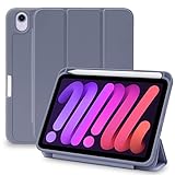 MS factory iPad mini 7 6 用 ケース mini7 (A17 Pro 2024 第7世代) mini6 (2021 第6世代) ペン収納 耐衝撃 アイパッドミニ カバー ソフトTPU オートスリープ 充電対応 ラベンダー グレー IPDM6-S-HDR-LAVG
