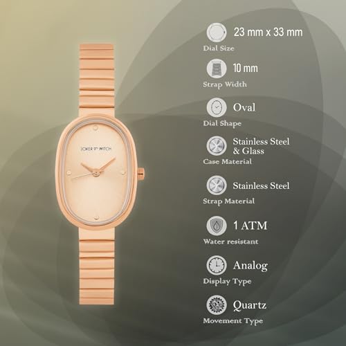 Image of Joker & Witch Eterna Rose Gold Sunray Small Oval Dial Rose Gold Linked Chain Strap Women's Watch