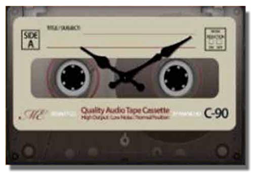 丸和貿易 置き時計 おしゃれ アナログ 80'Sクロック カセットテープ アイボリー サイズ:約w18 d12cm