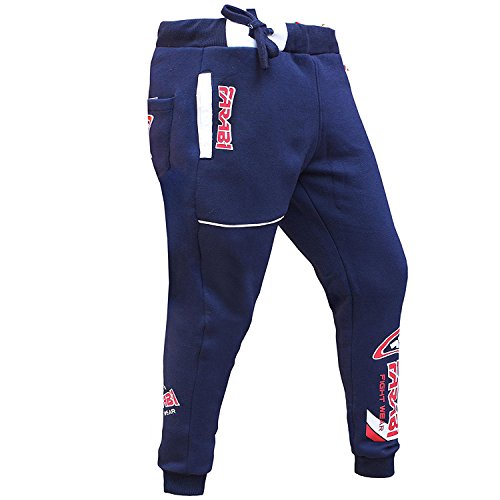 Farabi fleece onderbroek joggen sport casual broek training navy blauw (xxxx-s)
