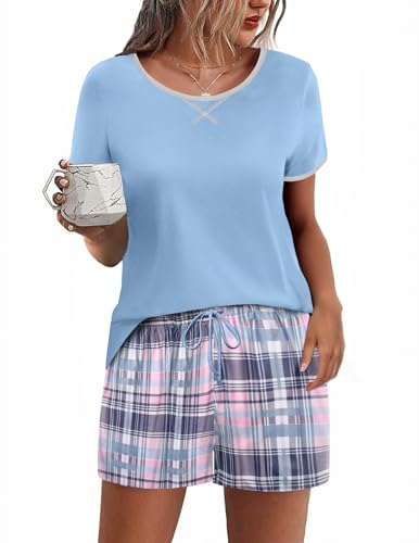 Image of Ekouaer Women Pajama Set Casual Short Set