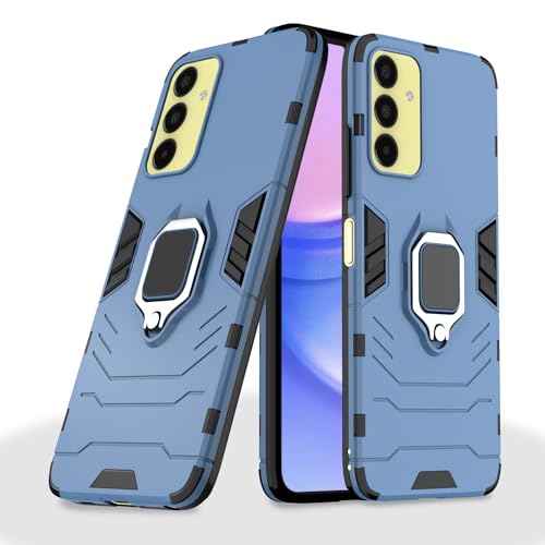 Image of Pikkme Samsung Galaxy A15 5G Back Cover | D5 Tough Armor Bumper | 360 Protection Case | Ring Holder Stand Case for Samsung Galaxy A15 5G (Blue)