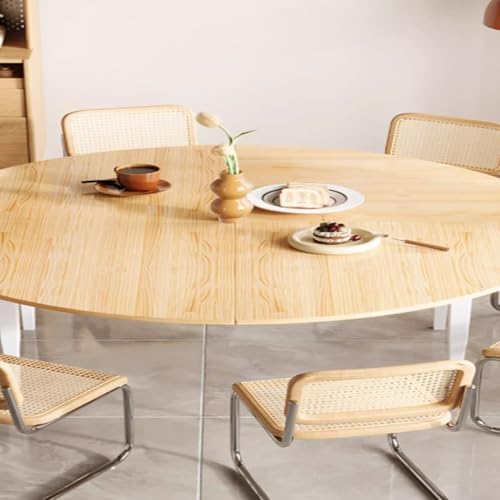 4-Fold Foldable Round Table Top Extender, Marble Texture, 47.2-78.7in Diameter, Wood Replaceable Design, Perfect for Home Kitchens, Dining, and Events (130cm/51.2in)