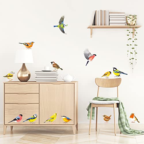 Decowall Ds-8043 Garden Birds Wall Decals Stickers Kids Peel And Stick Removable Nursery Bedroom Living Art Décor Tree Flying Branch Diy Vinyl Home Decoration Flower Watercolor Colorful Office #TOP2