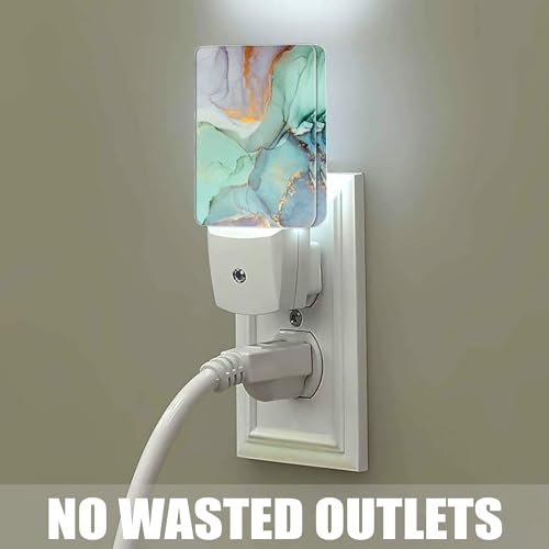 Image of Green Marble Dusk to Dawn Night Light, Auto Sensor Lamp Home Indoor Stairway Kitchen Corridor, Night Lights Plug into Wall Decor, Boys Girls Women Men Room Gifts