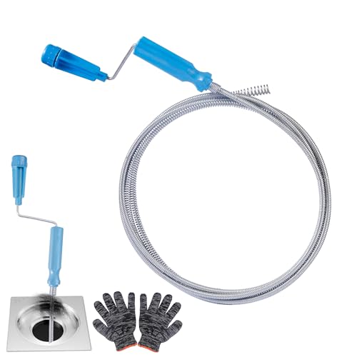 WUFANC Sonda Sturatubi, Molla Sturatubi Ø 6 mm x 1.5 m, Stura Lavandini Con Spirale Di Pulizia, Per Intasamenti Ostinati, Stura Tubi Di Scarico Adatto Per La Pulizia Degli Scarichi Di Wc, Lavandini