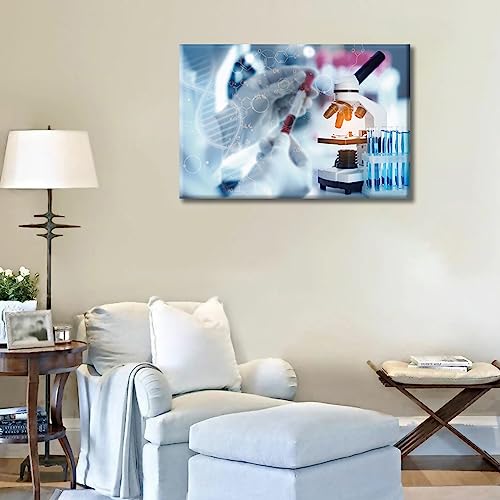 Image of TUMOVO 1 Panels Office Decor Medicine Concept Poster Wall Art for Living Room Home Decor Microscope Black and White Wall Art Framed Ready to Hang (16 inch Wx24 H)