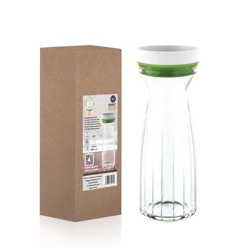Image of FOSA Vacuum Sealed Glass Jug with Lid 1.2L (40oz) | Vacuum Container | Vacuum Seal Container | Glass Vacuum Container | Vacuum Milk Container | Vacuum Pitcher (Vacuum Pump Not Included)