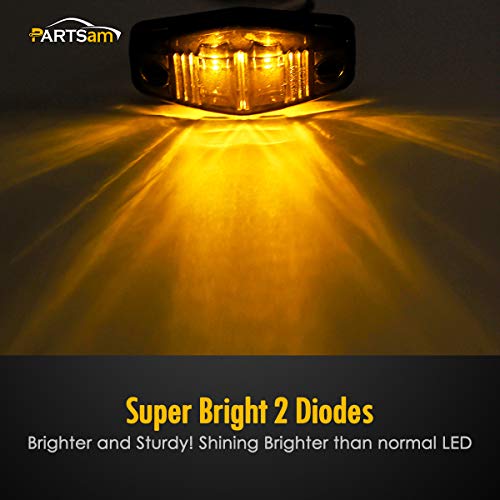 Image of Partsam 4pcs Amber + 2pcs Red Universal Trailer Smoked Side Marker Lights Surface Mount 2 Diodes, Sealed Mini LED Clearance or Identification Lights for Pickup Truck RV Camper (2.54 inch x 1.06 inch)