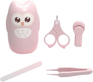 Baby Nail Care Kit with Tweezers, Clippers and Scissors | Portable Pink Grooming Tools, Stainless Steel, Glass and ABS Pieces for Infants