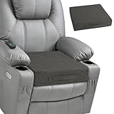 MineCozy Recliner Cushions for Elderly Square Chair Pads with Non-Slip Bottom for Couch Armchairs Booster Comfy 20'x20'x3.8' Recliner Cushion for Long Sitting with Washable Cover 1 Pack Dark Grey