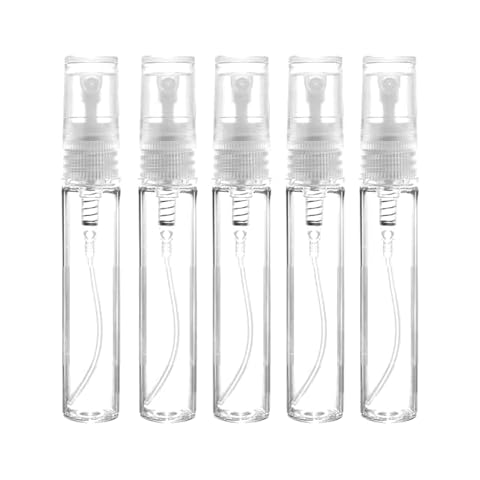 KEAIYYJ Perfume Travel Refillable Cologne Atomizer Mini Spray Bottles Sample Tiny Small Pocket Size Empty Refill Clear 5 ml 5 Pack Cover
