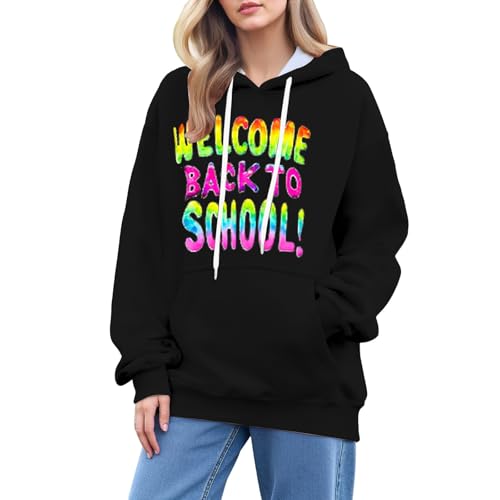 Sudadera con capucha para mujer, estampado de letras grandes, holgada ropa de calle, forro polar divertido, sudadera con capucha para mujer, sudadera con capucha para mujer, sudaderas para profesores