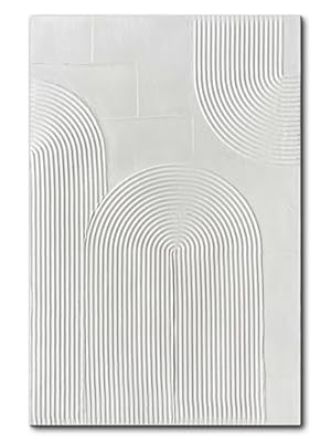 White Abstract Wall Art Size: 24x36x1.2 inches (60x90x3cm). Please confirm your installation space before ordering. High Quality: This textured oil painting is 100% hand-painted by our professional artists.Crafted using premium palette knife oil pain...