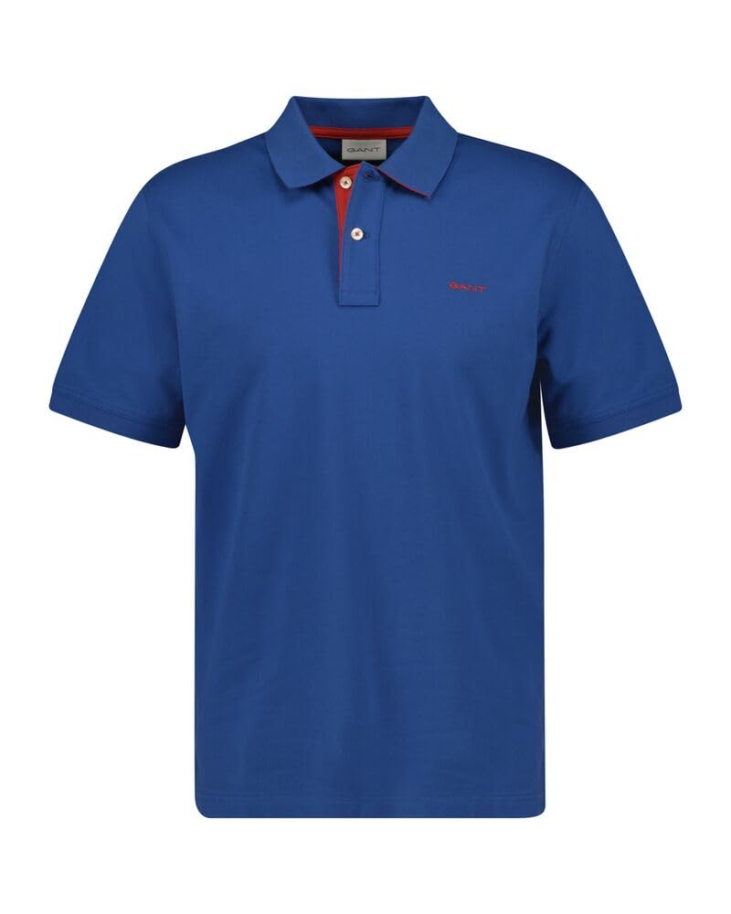 GANT REG Contrast Pique SS Polo Shirt, Blue (Vintage Blue), XL