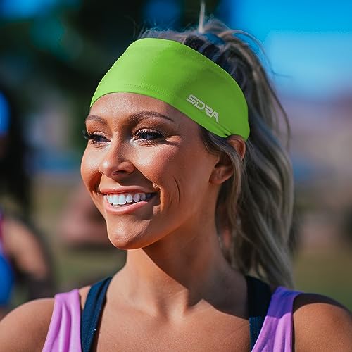 Image of Suddora Solid Color Wide Headband /Sweatband - Workout, Football, Soccer, Yoga (Neon Green)