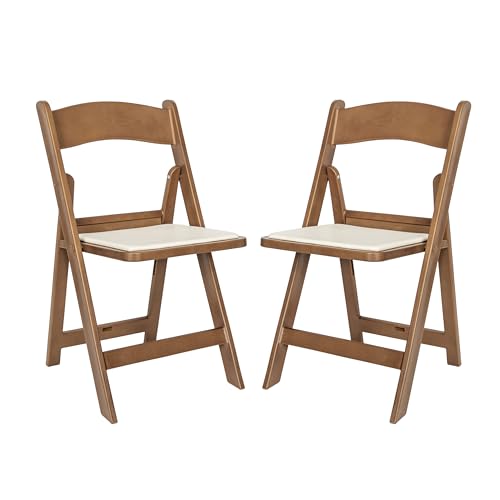Flash Furniture Hercules Commercial Indoor/Outdoor Folding Event Chair Wood Look Weather-Resistant Lightweight Design Versatile Use Set of 2 Chestnut