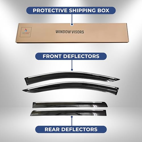 Image of CAR SAAZ Unbreakable Side Window Door Visor for Pajero Sport | Chrome Smoke Finish | Rain & Wind Deflector - Set of 6 Pcs