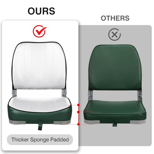 Sièges de bateau pliables Leader Accessories dossier bas blanc et vert x2 - 3