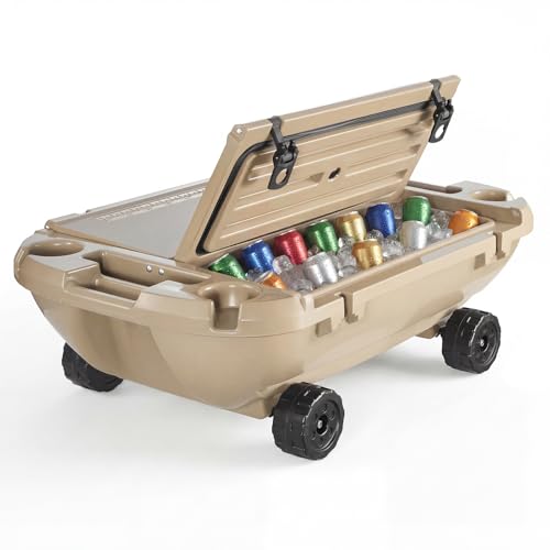 Image of VEVOR Floating Cooler 40 QT Floating Ice Chest with Wheels & Tow Rope, Premium LLDPE Amphibious Beverage Cooler for Water & Land, Stable Cruising on Lake, River, Seashore, Beach, Kayak