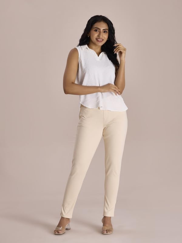 Image of Go Colors Women's Jeggings Pants (LJ03-ECRU47 Ecru L)