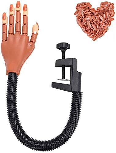 brunson Nail Trainer Tool Adjustable Nail Art Model Hand Practice DIY Personal & Salon Nail Training Manicure Tool with 100 Nail Tips