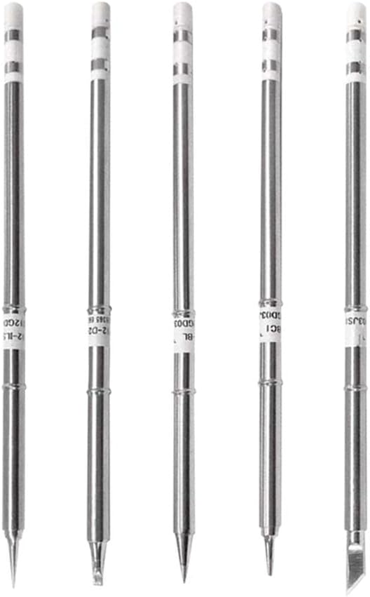 5 Piece Smart Mini Portable T12 Soldering Iron Tips, Programmable & Fast Heating for Welding Repairs | Stainless Steel, 5.91inch Length