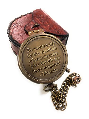 Brújula grabada con estuche de cuero NauticalMart miniatura 1