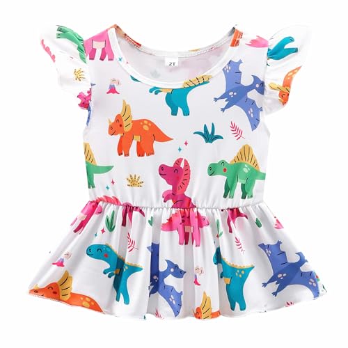 Image of Girls Summer Outfits Toddler Baby Girls Short Sets 2 Piece Clothing Set Flutter Sleeve Shirt and Short 2-7 Years
