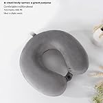 Oreiller de voyage en mousse de mémoire en forme de U, Oreil de cou avec couverture amovible, Oreilleur de cou en mousse pure, repose-tête portable super léger pour airplane, voiture, maison, bureau(Gris foncé)