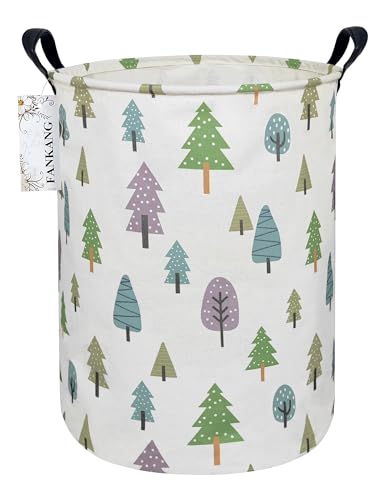 Image of FANKANG Storage Basket, Nursery Hamper Canvas Laundry Basket Foldable with Waterproof PE Coating Large Storage Baskets for Kids Boys and Girls, Office, Bedroom, Clothes,Toys(Colorful Forest)