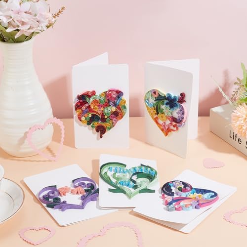 WEBEEDY 20 Set Papier Quilling Kit Für Erwachsene Anfänger DIY Herz Quilling Grußkarten Machen Kit Mit Anleitung DIY Einzigartige Karten Für Geburtstag Neujahr Das Erntedankfest Valentinstag