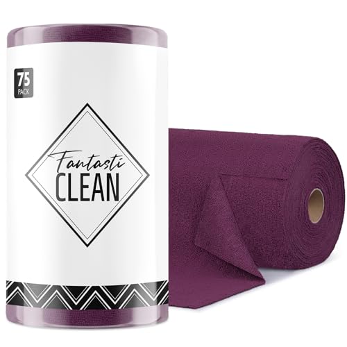 Fantasticlean Microfiber Cleaning Cloth Roll -75 Pack, Tear Away Microfiber Towels, 12